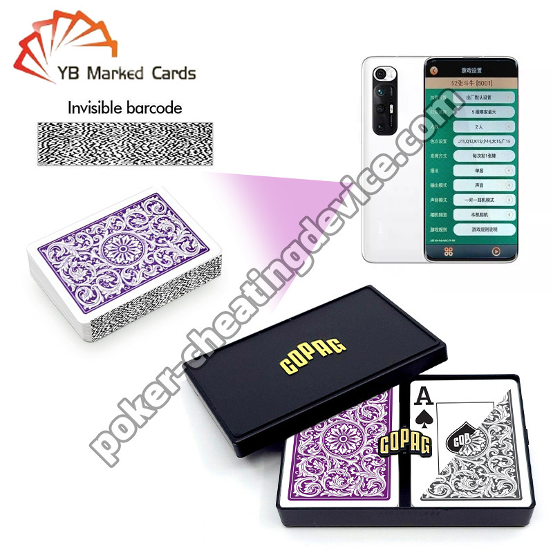 Copag 1546 100% Plastic Casino Barcode Marked Cards Purple / Grey Deck Set