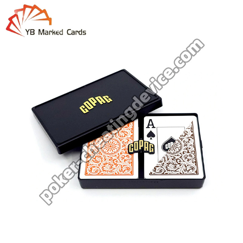 Copag Neoteric 100% Plastic Barcode Marked Decks Orange Brown Double Deck Set