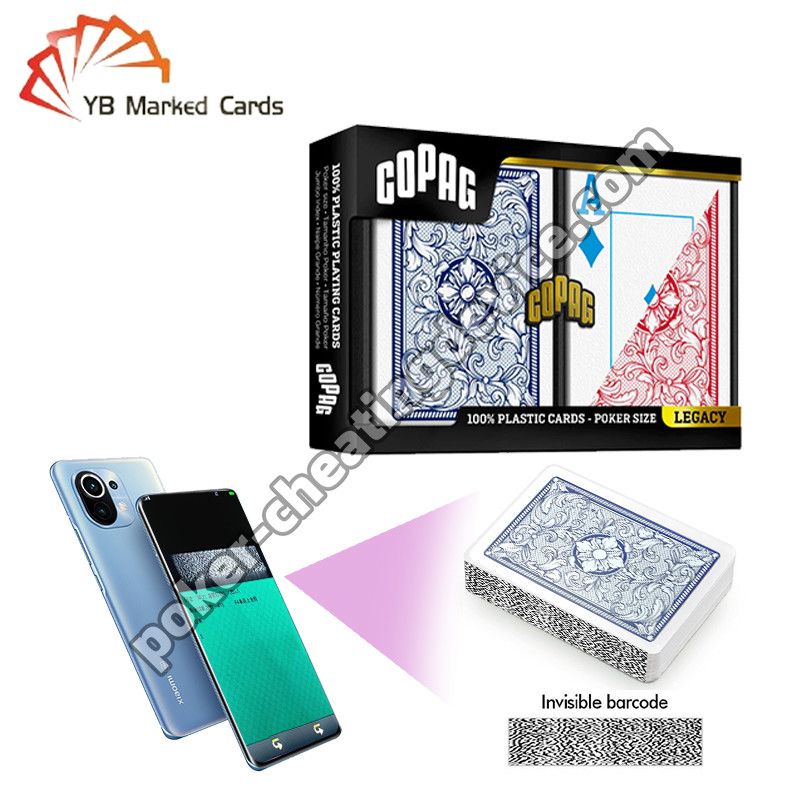 Copag Legacy 4-Color 100% Plastic Barcode Cheat Decks  Blue / Red Double Deck