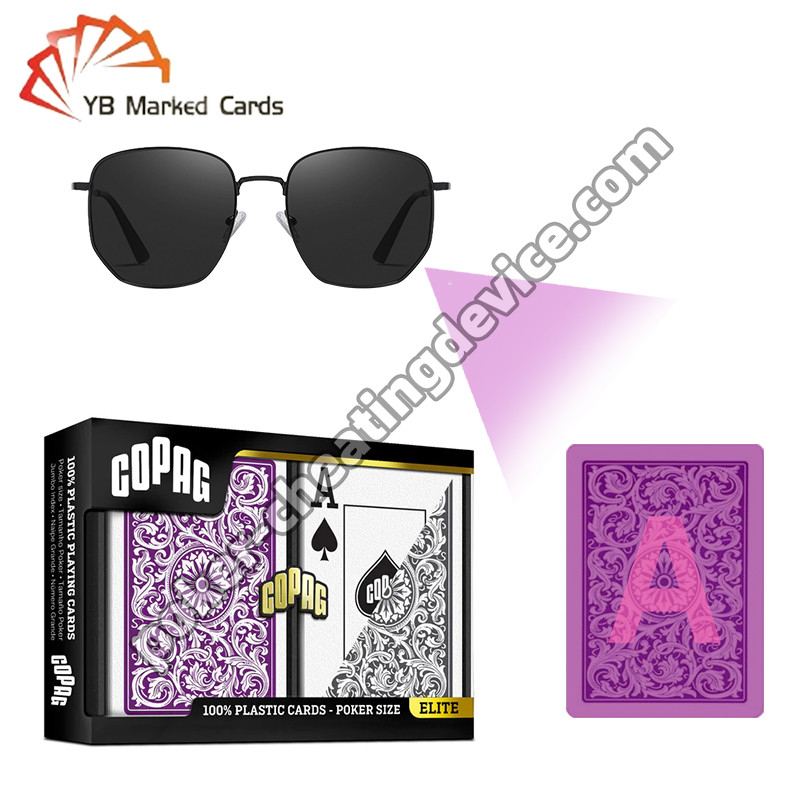 Copag 1546 100% Plastic Casino Infrared Marked Cards Purple / Grey Deck Set