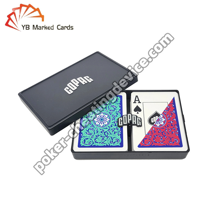 Copag Neoteric 100% Plastic Marking Barcode Cards Jumbo Index Green / Red Double Deck Set