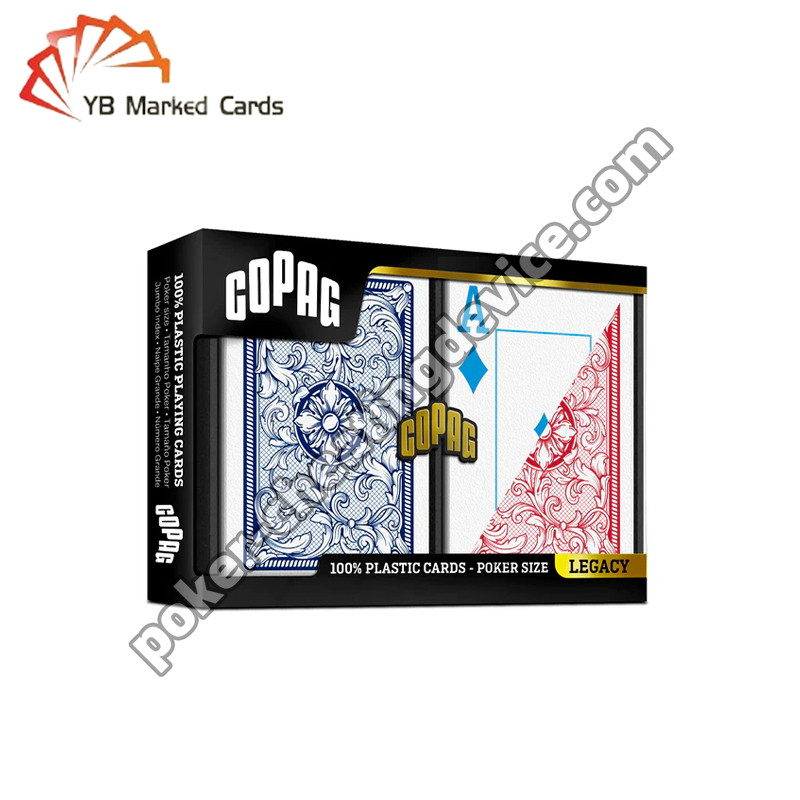 Copag Legacy 4-Color Barcode Marked Decks Jumbo Index Blue / Red Double Deck