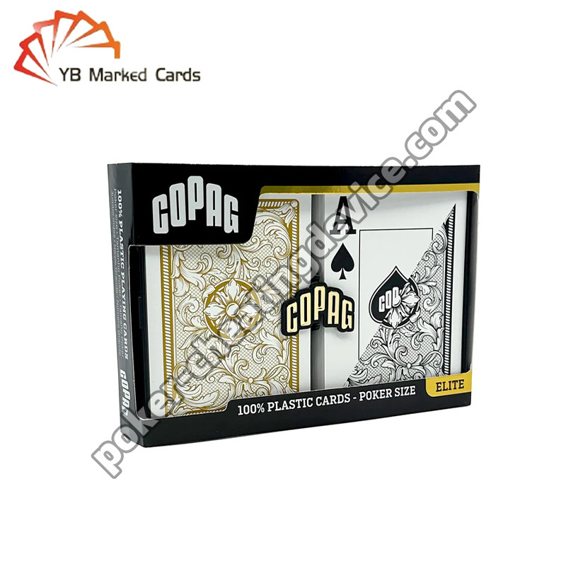 Copag Legacy Barcode Marked Poker Cards Jumbo Index Black / Gold Double Deck Set