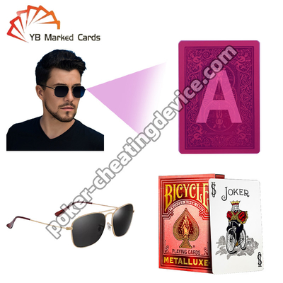 Bicycle Marked Poker Cards Luxury Gold Stamping Lava Red For Poker Cheating Glasses