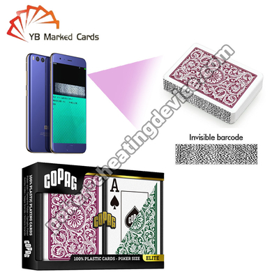 Copag 1546 100% Plastic Stealth Barcode Marked Poker Decks Burgundy / Green