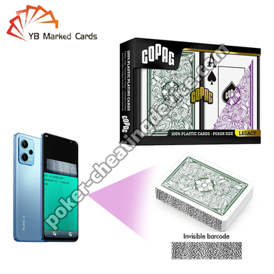 Copag Legacy Series 100% Plastic Invisible Barcode Cheat Cards Green/Purple