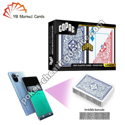 Copag Legacy 4-Color 100% Plastic Barcode Cheat Decks  Blue / Red Double Deck
