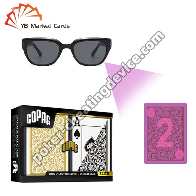 Copag 1546 100% Plastic Invisible Infrared Marked Cards Black / Gold Deck Set