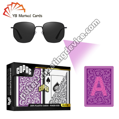 Copag 1546 100% Plastic Casino Infrared Marked Cards Purple / Grey Deck Set