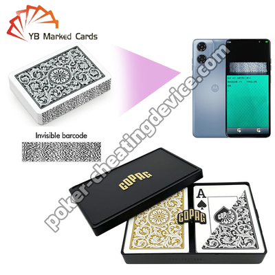 Copag 1546 100% Plastic Barcode Poker Jumbo Index Black / Gold Double Deck Set