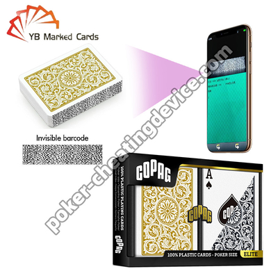 Copag 1546 100% Plastic Barcode Cards Regular Index Black / Gold Double Deck Set
