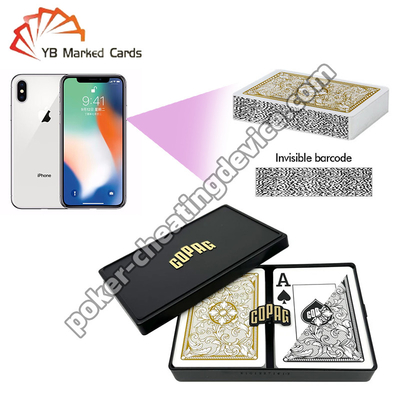Copag Legacy Barcode Marked Poker Cards Jumbo Index Black / Gold Double Deck Set